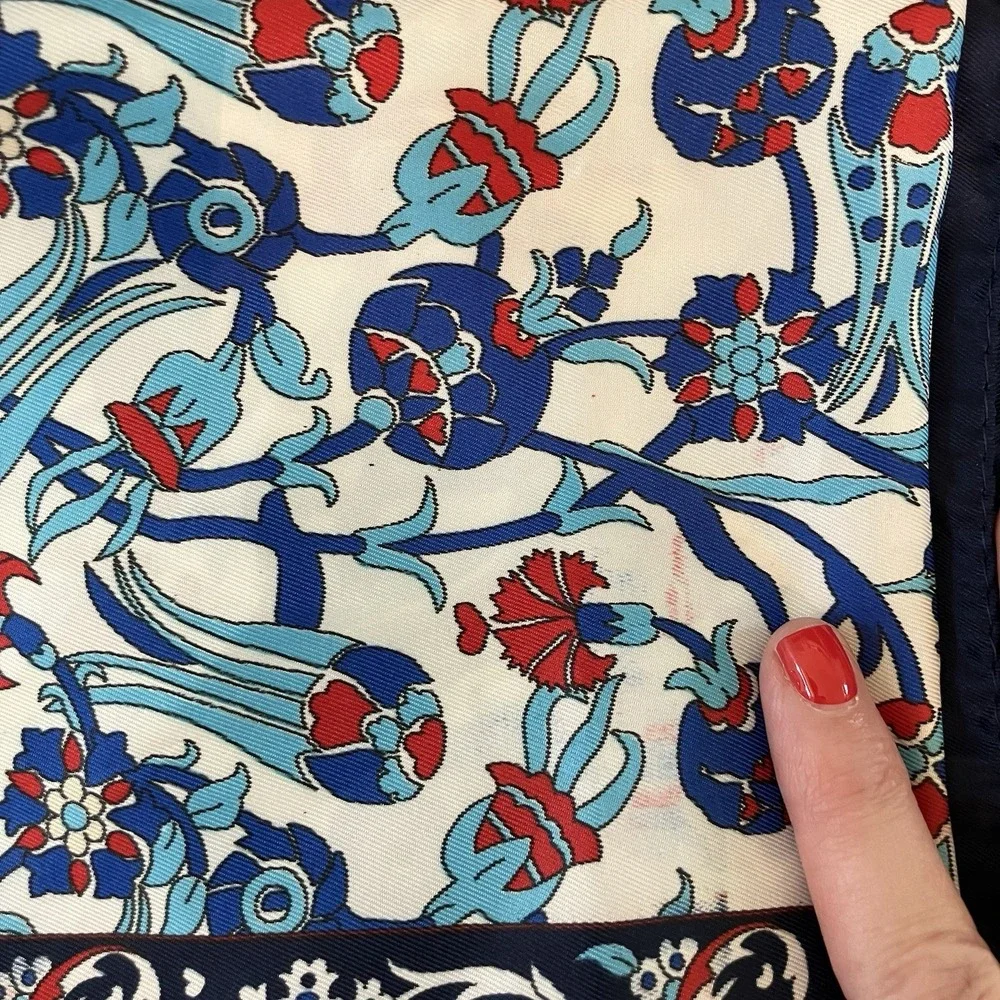 Ottoman Ipek Silk Scarf Wrap Floral Long Rectangle Old Money Luxury Preppy Chic